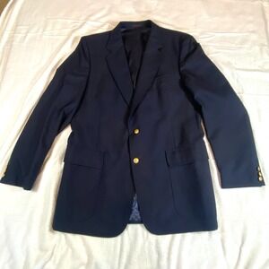 Vintage Navy Blazer Sport Coat Mens 44L‎ Gold Button Captains Jacket Old Money
